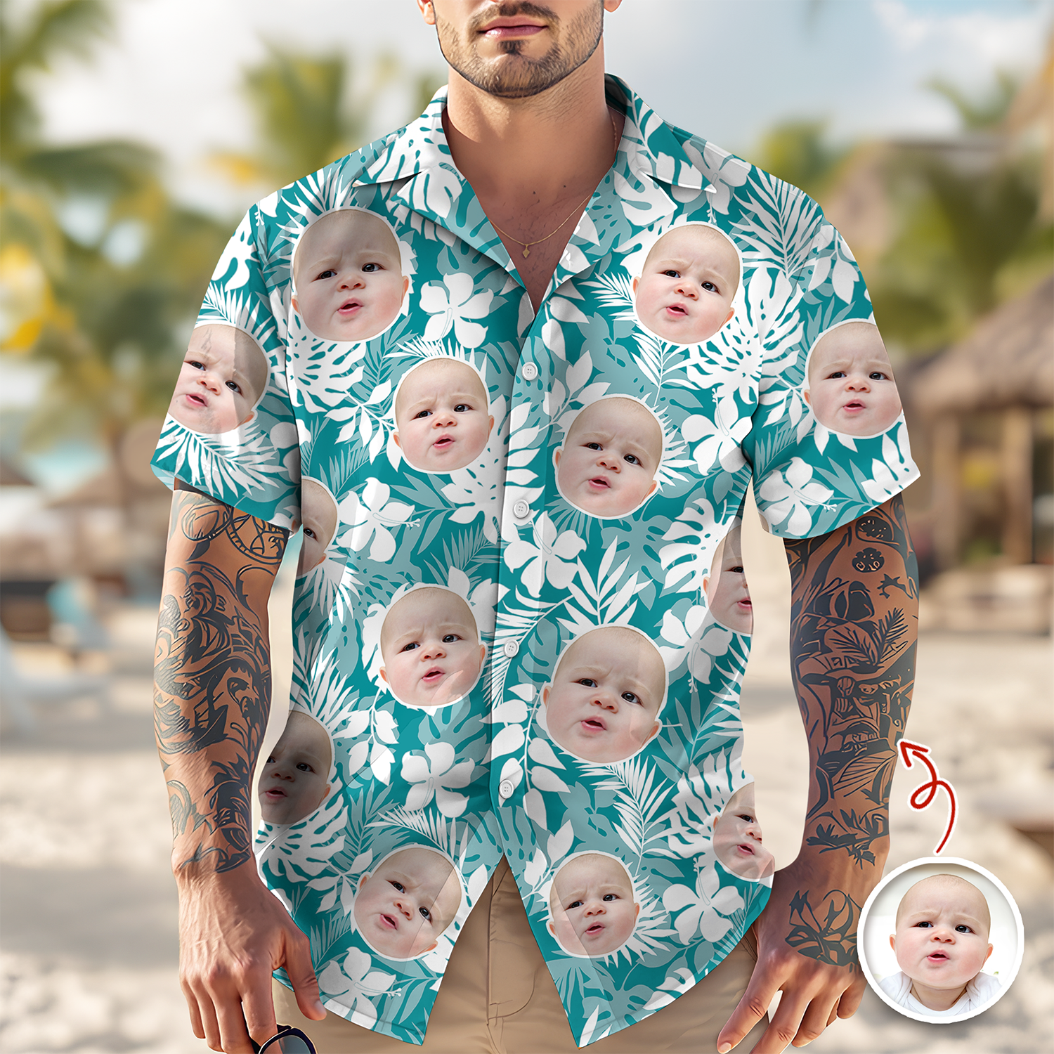 Personalized Tropical Aloha Hawaii Shirt Custom Photo Gift for Dad
