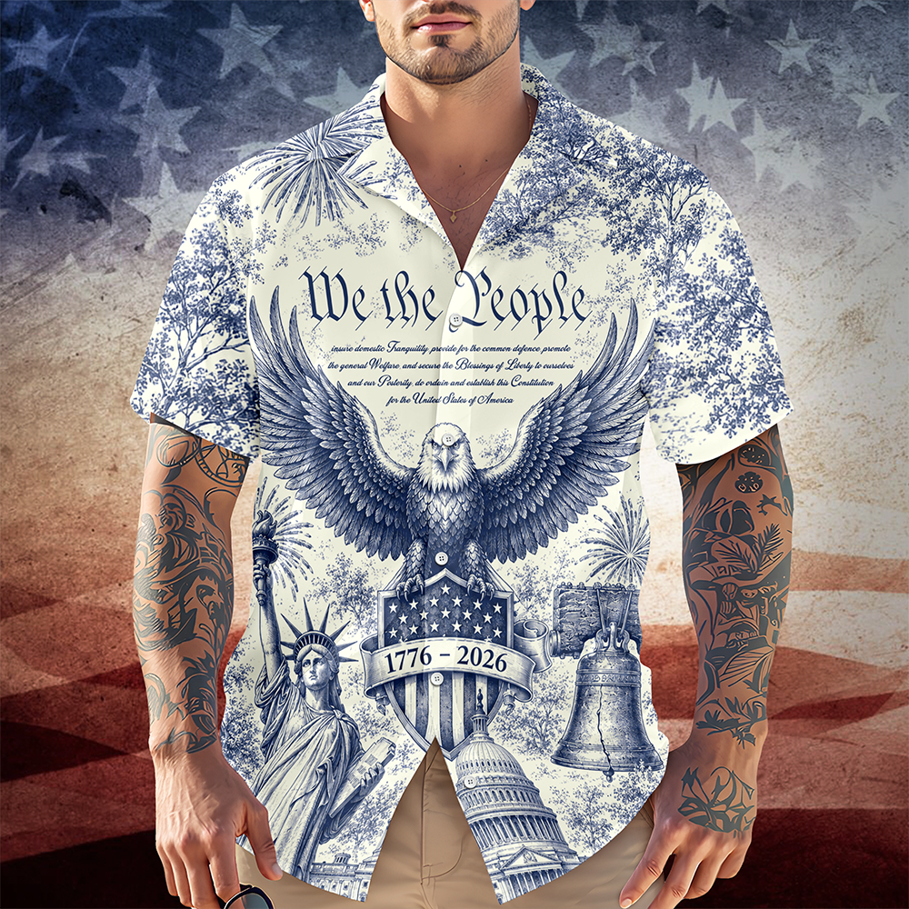 Personalized Patriotic Hawaiian Shirt Custom Design Gift for Dad