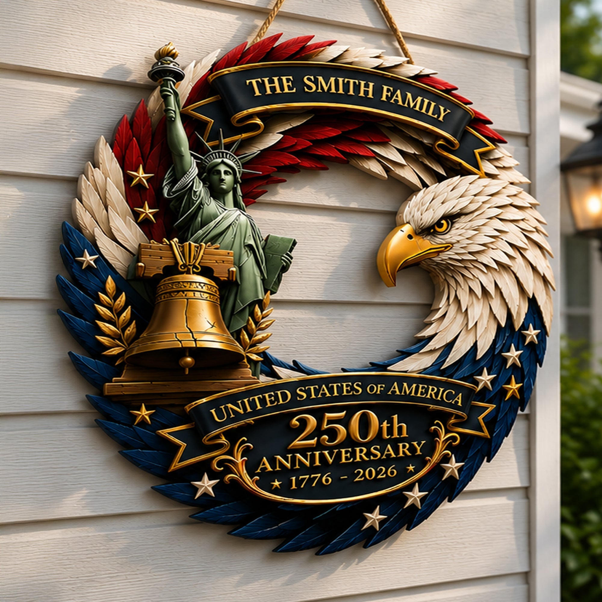 Personalized Patriotic Door Sign for 250th Anniversary Gift