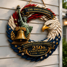 Load image into Gallery viewer, Personalized Patriotic Door Sign for 250th Anniversary Gift
