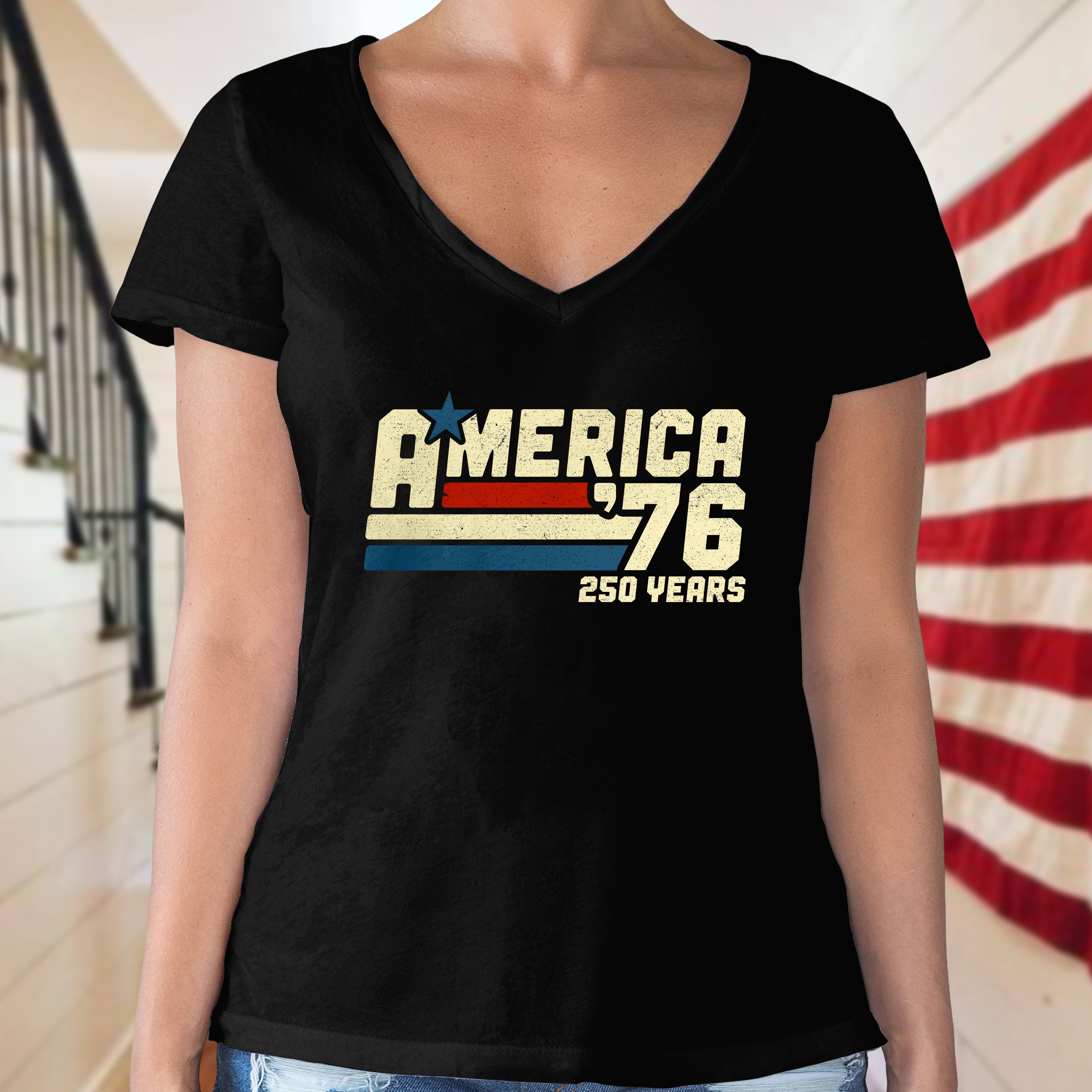 Patriotic 250 Years Vintage T-Shirt Custom Name Gift