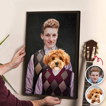 Load image into Gallery viewer, Personalized Dog and Owner Canvas Portrait Custom Photo Gift
