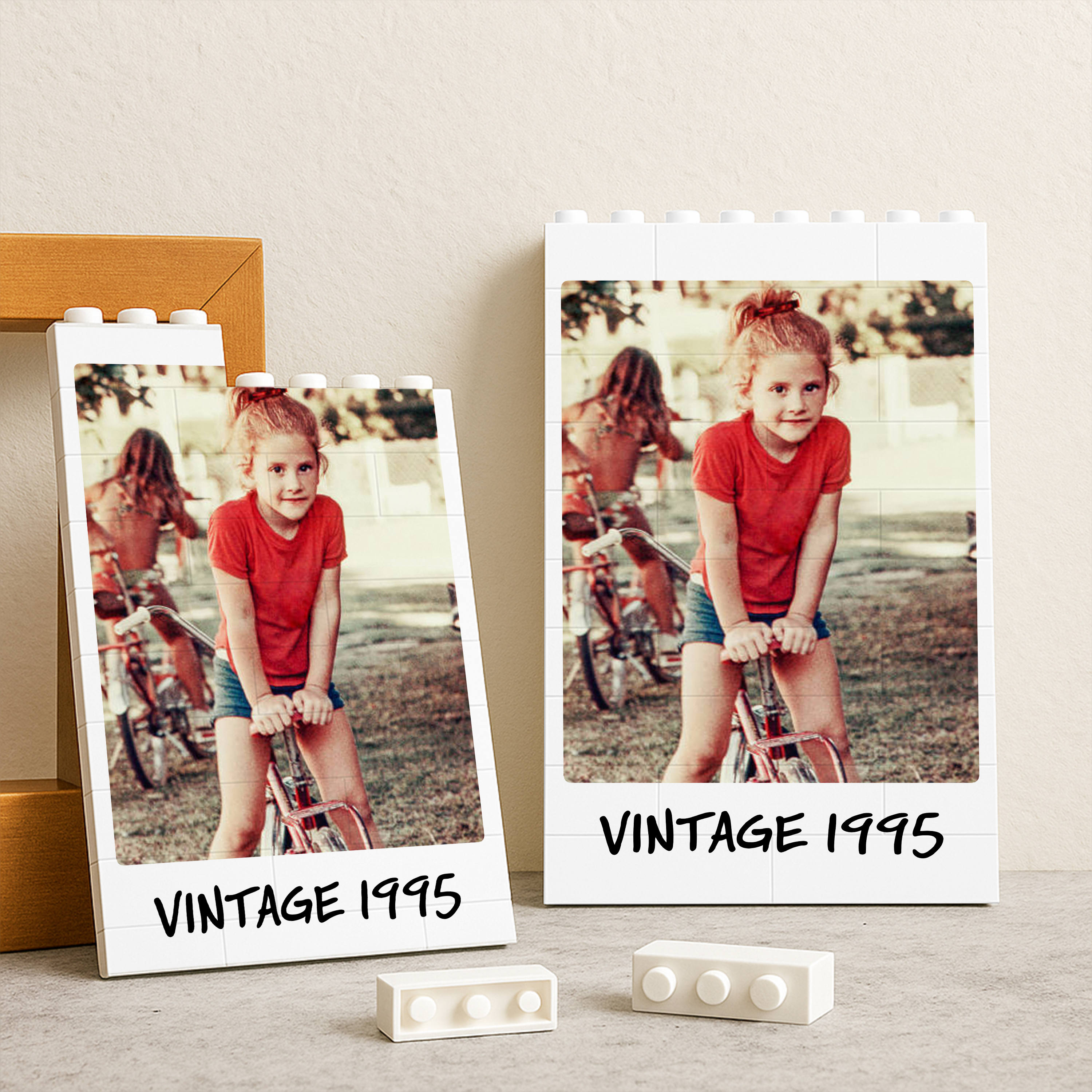 Personalized Photo Vintage Building Block Birthday Gift for Him/Her