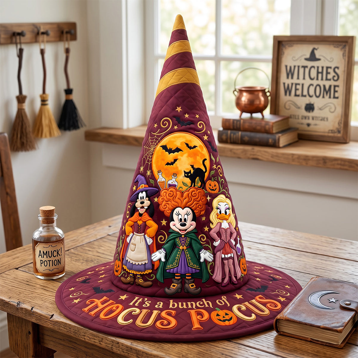 Personalized Quilted Witch Hat Custom Name Halloween Gift