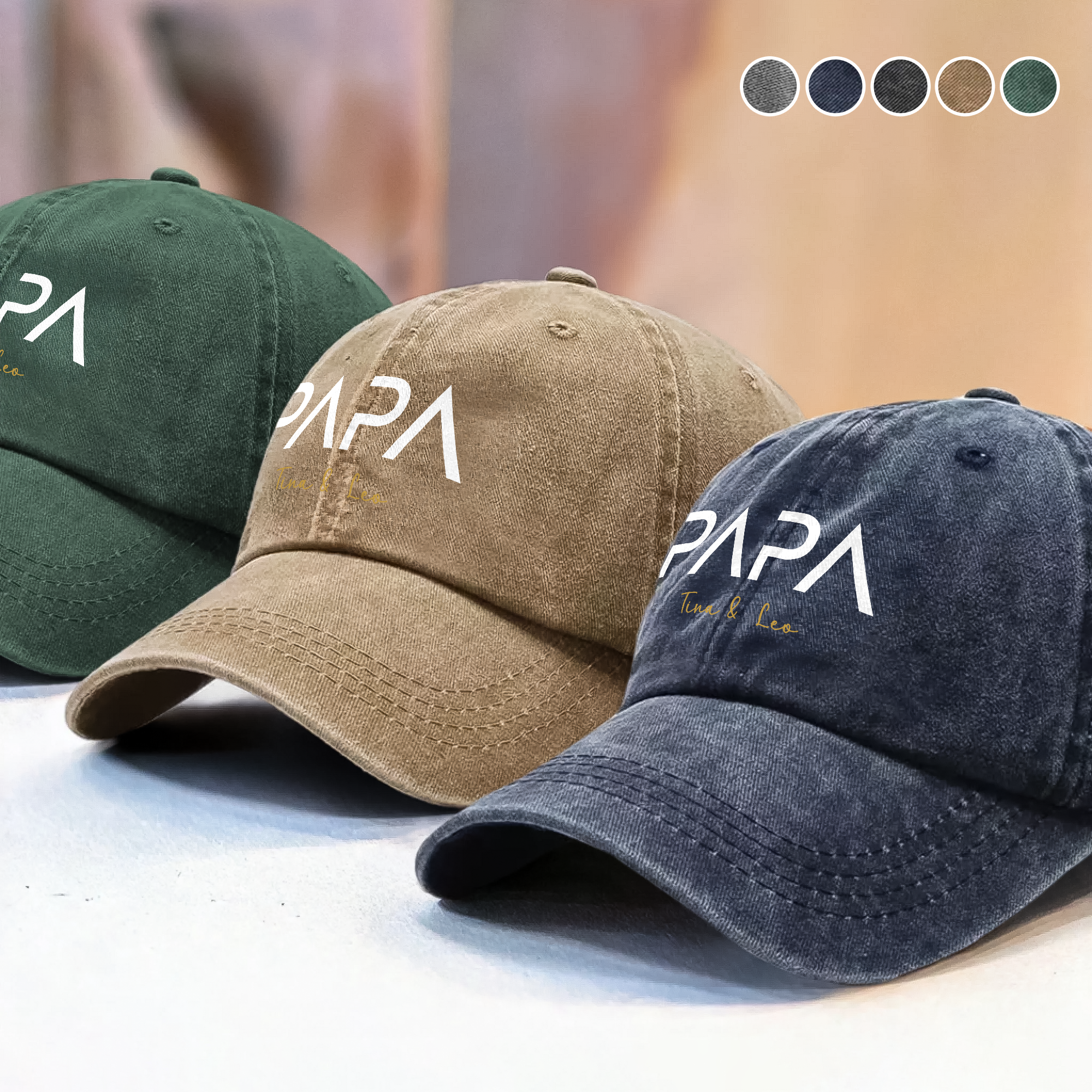 Personalized Washed Denim Baseball Cap Custom Name Gift for Dad