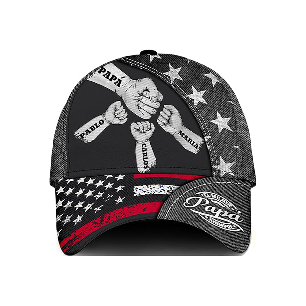 Personalized Fist Bump Hat Custom Names Gift for Dad
