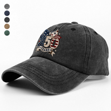 Load image into Gallery viewer, Personalized Washed Denim Baseball Cap Gift for 4th of July
