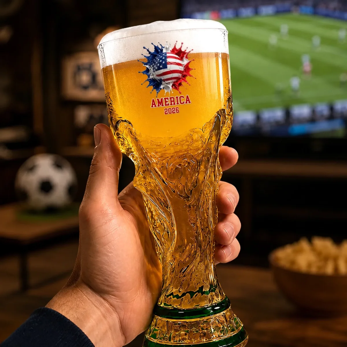 Personalized Trophy Beer Glass for Football Lovers - Custom Gift