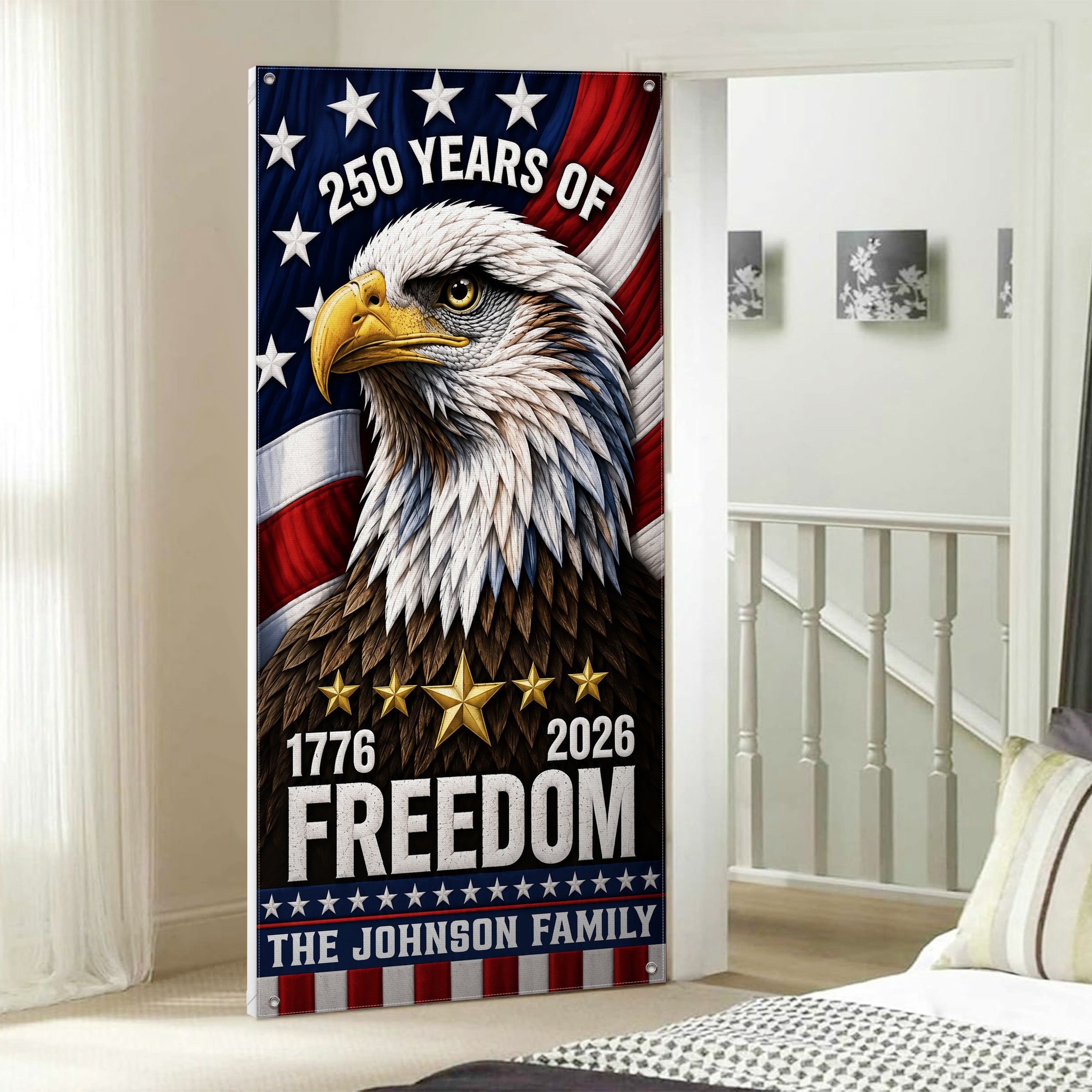 Personalized 250 Years Freedom Eagle Door Cover Gift