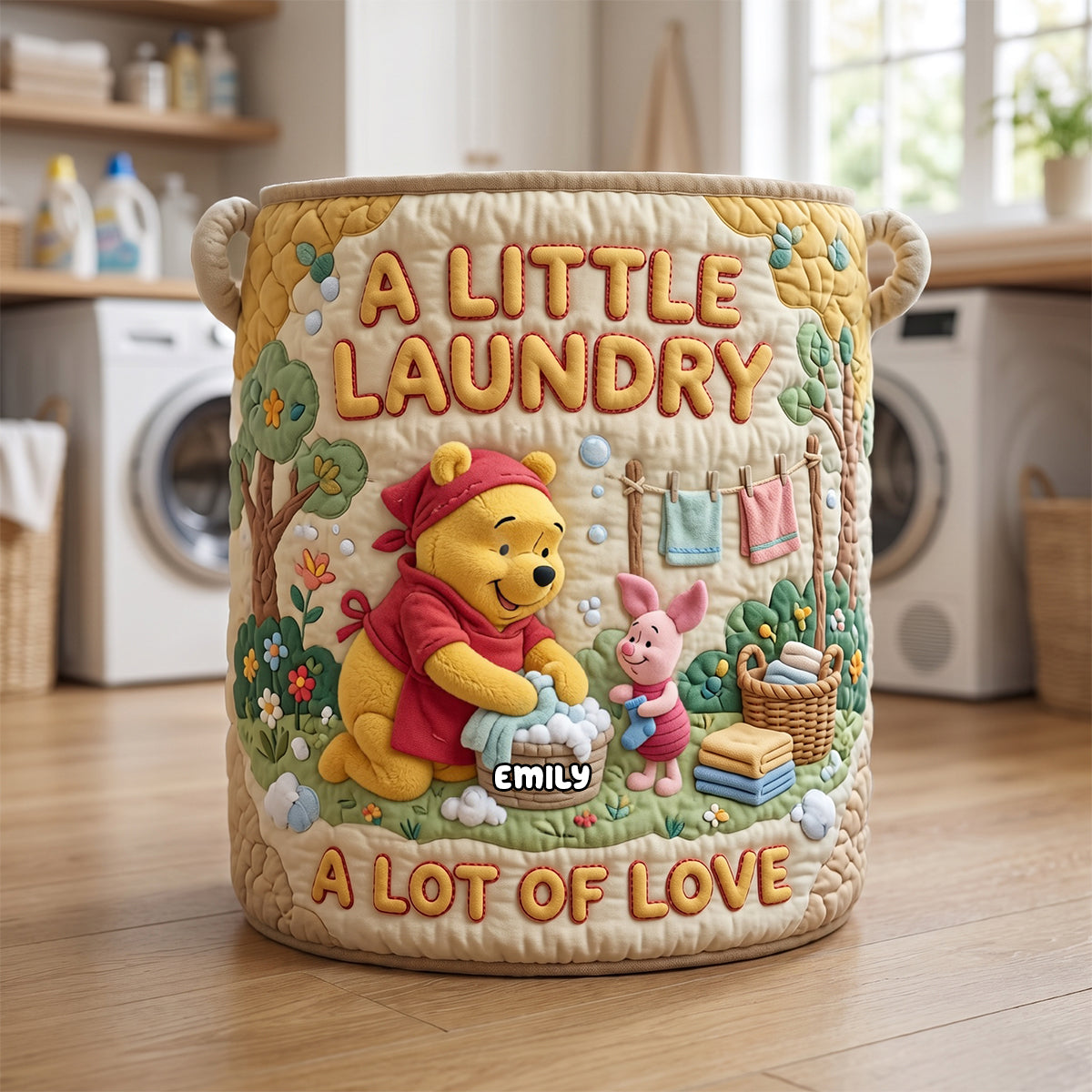 Personalized Quilted Laundry Basket with Custom Name for Mom | Ideal Gift for Laundry Lovers