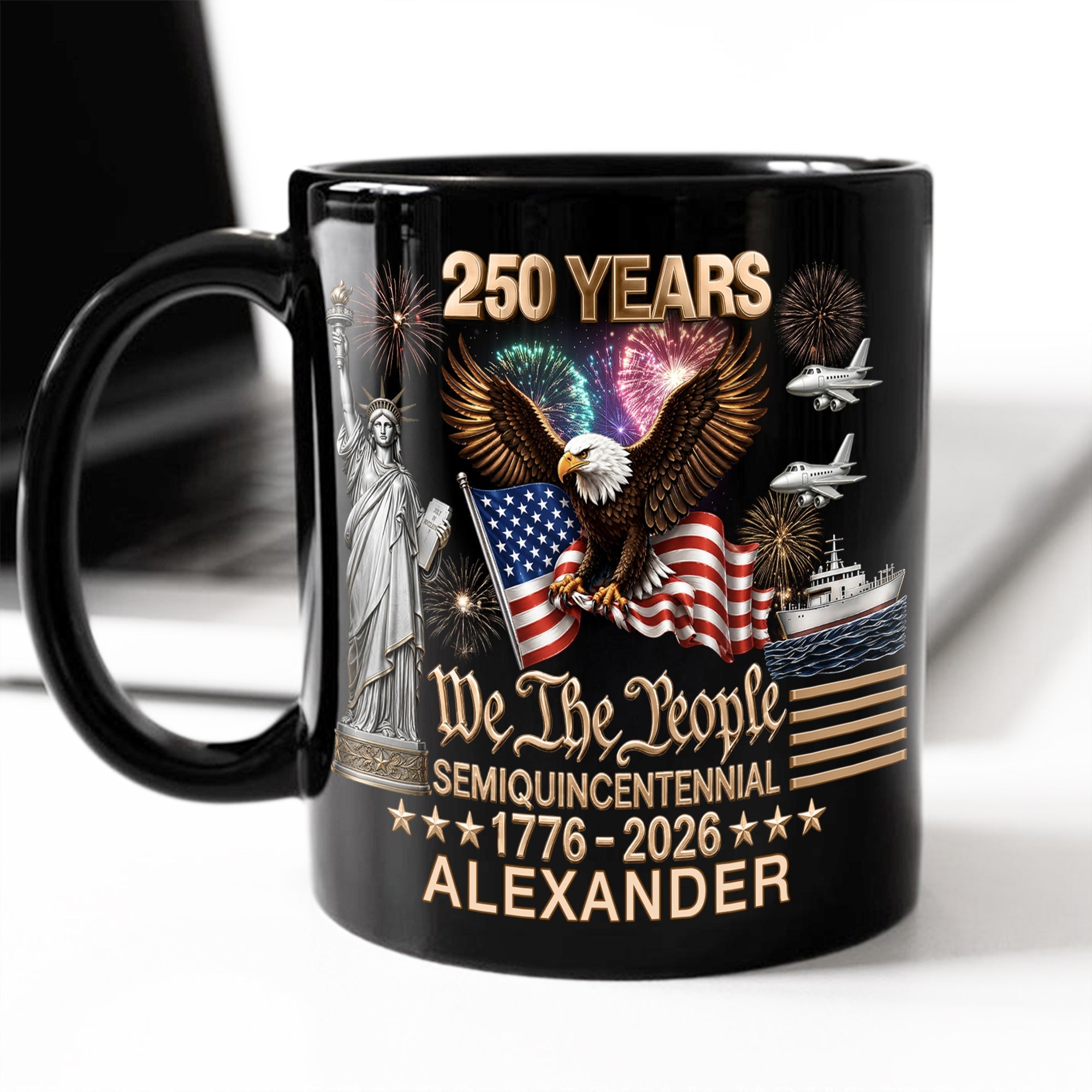 Personalized Black Mug 250 Years America We The People Gift for Dad
