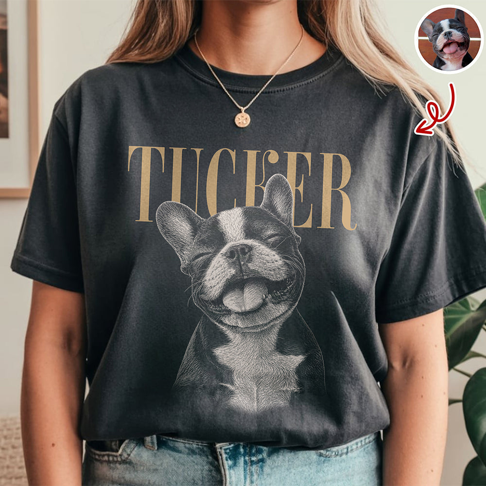 Custom Pet Face Comfort Shirt Vintage Style Gift for Dog Dad