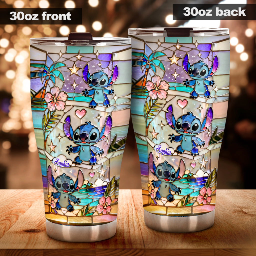 Personalized Tropical Beach Tumbler with Custom Name Gift for Her