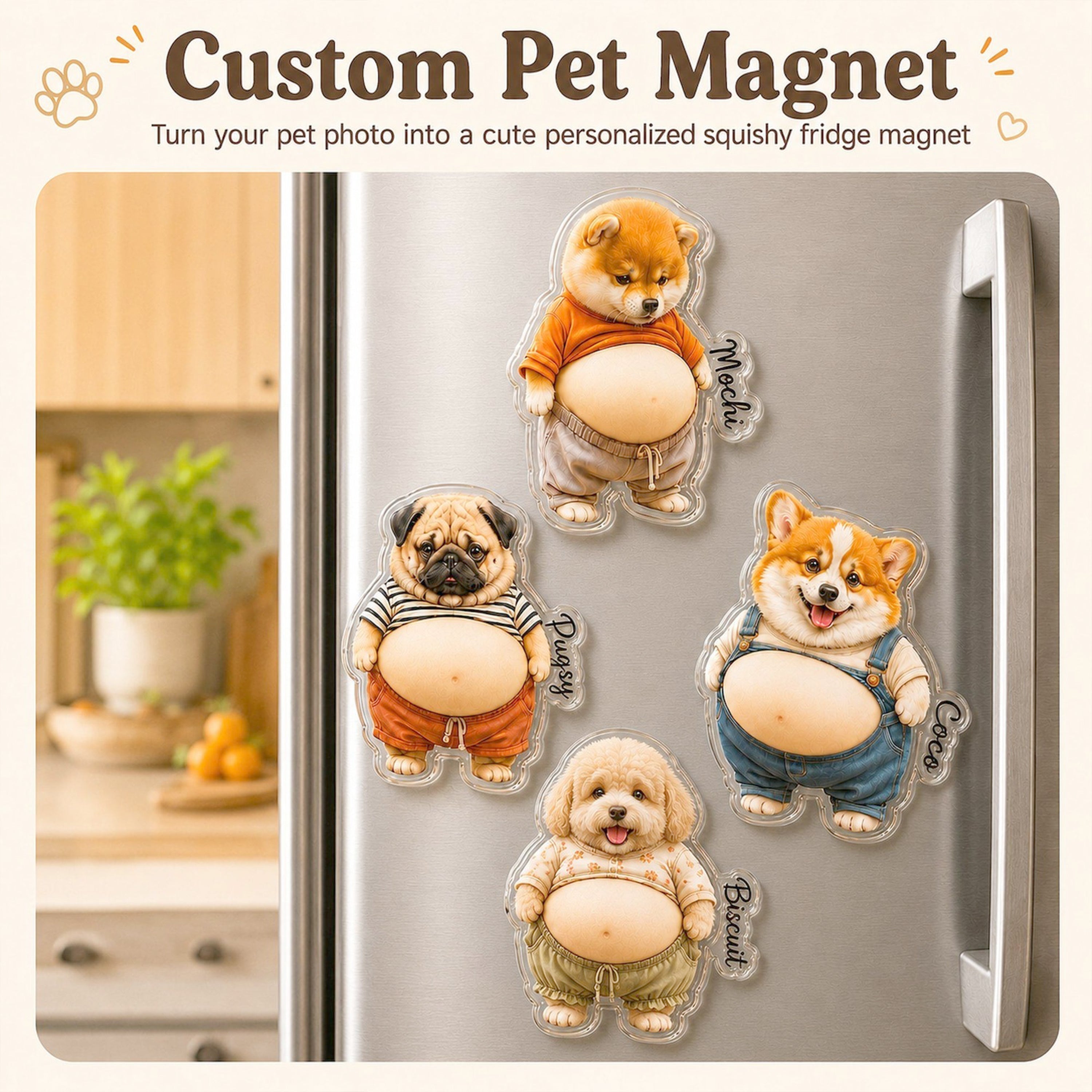 Personalized Photo Pet Squishy Fridge Magnet Gift for Dog Lovers