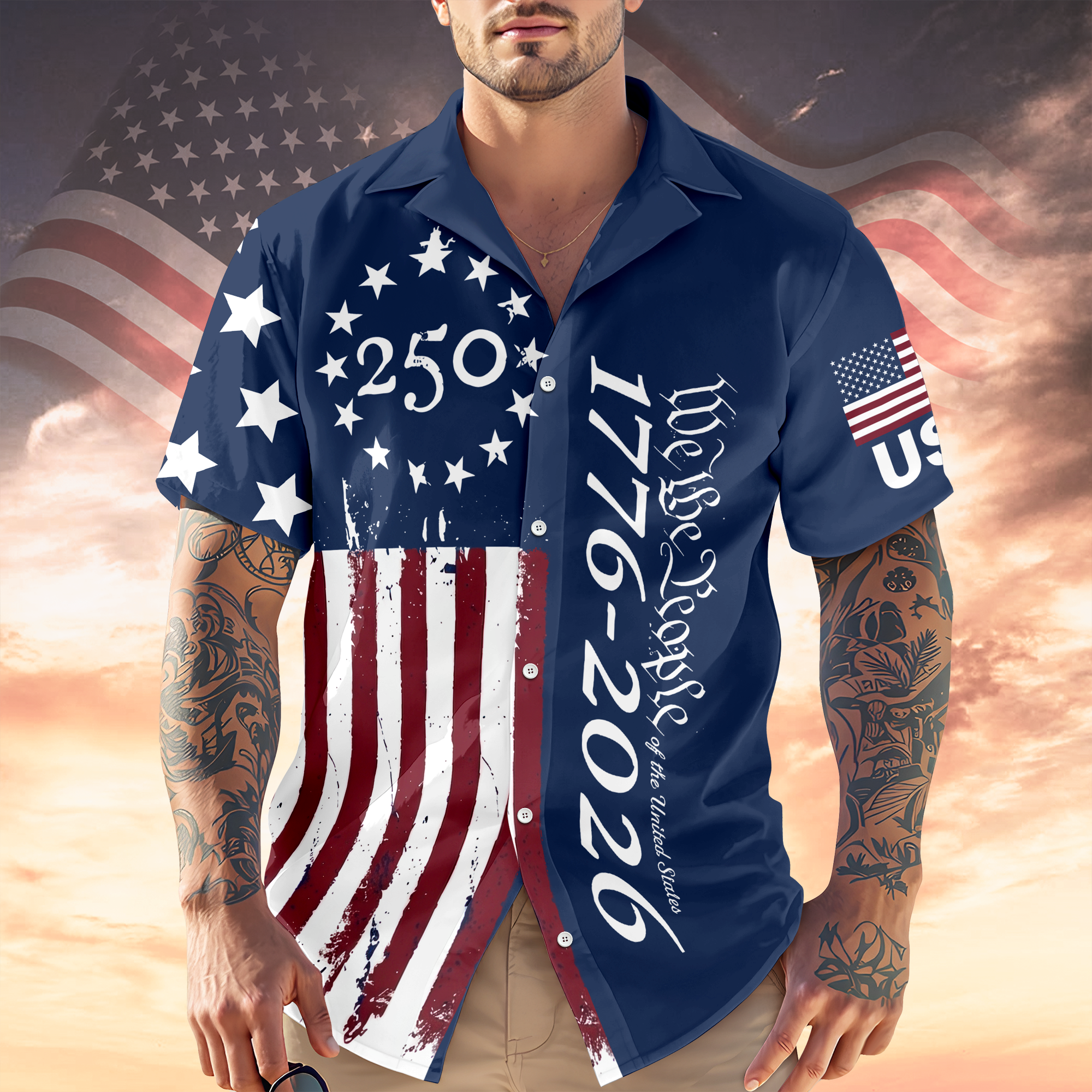 Personalized Hawaiian Shirt Custom Print Gift for 4th of July