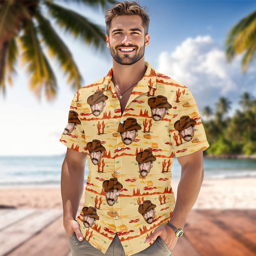 Personalized Retro Cowboy Hawaiian Shirt Custom Photo Gift