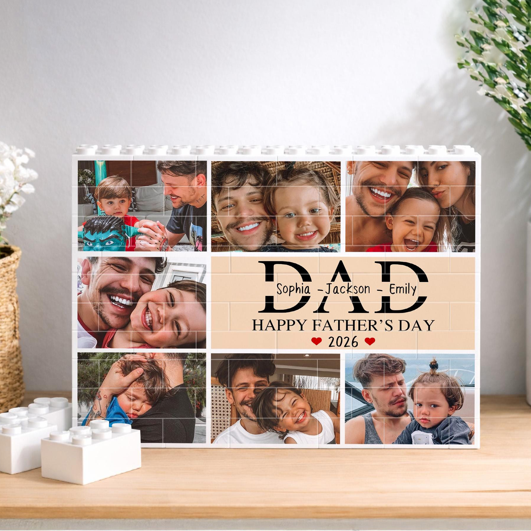 Personalized Building Block Puzzle Custom Name Photo Gift for Dad