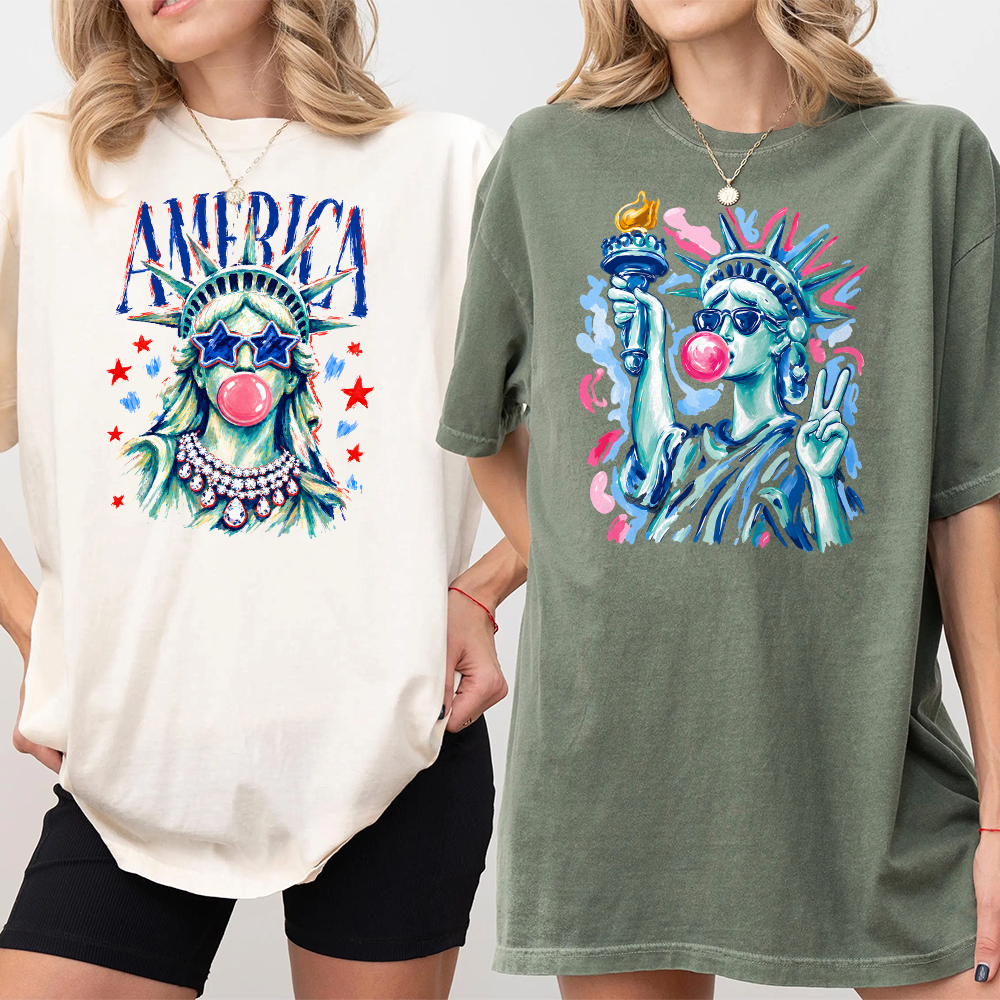 Personalized 4th of July Comfort Shirt with Statue of Liberty