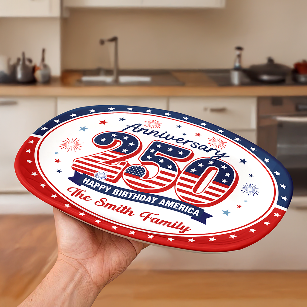 Personalized Family Name Platter USA 250th Anniversary Gift