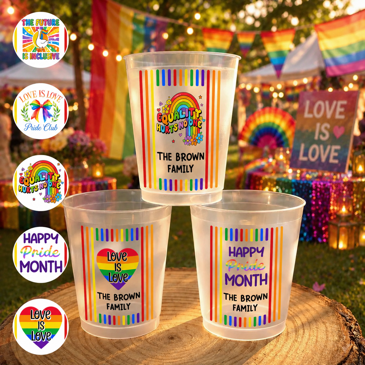 Personalized Rainbow Stripes Frosted Cups Gift for Pride Month