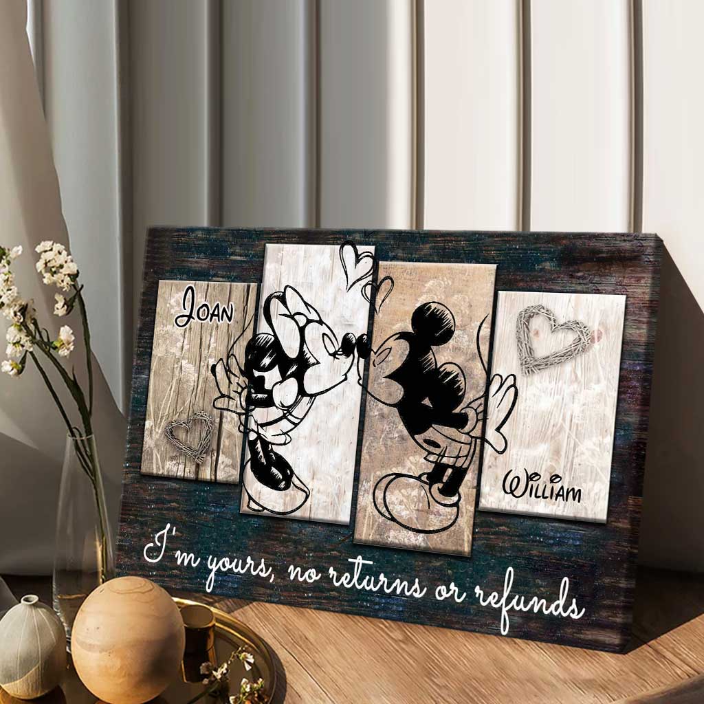 Personalized Couple Mouse Canvas Print Custom Names Gift for Anniversary