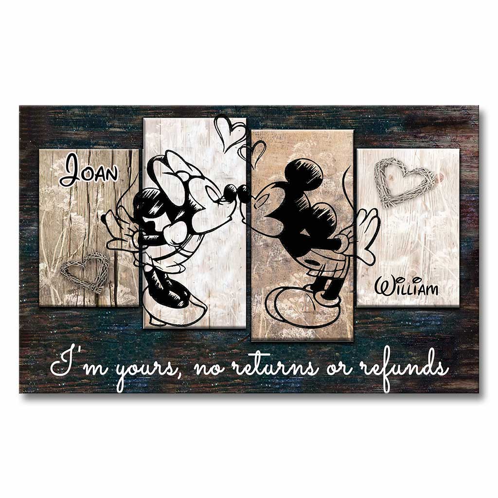 Personalized Couple Mouse Canvas Print Custom Names Gift for Anniversary