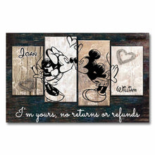 Load image into Gallery viewer, Personalized Couple Mouse Canvas Print Custom Names Gift for Anniversary
