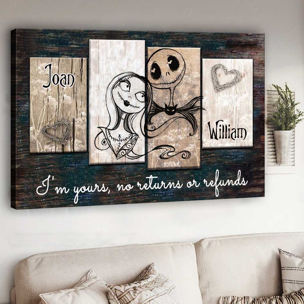 Personalized Couple Canvas Art Custom Name Gift for Anniversary