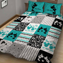Load image into Gallery viewer, Personalized Mouse Quilt Set Custom Names Unique Gift for Couple
