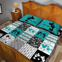 Load image into Gallery viewer, Personalized Mouse Quilt Set Custom Names Unique Gift for Couple
