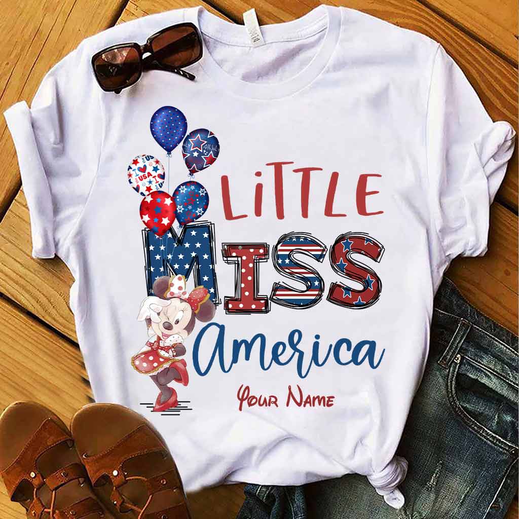 Personalized Independence Day Little Miss T-Shirt and Hoodie Custom Name Gift