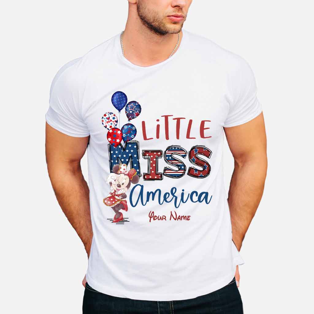 Personalized Independence Day Little Miss T-Shirt and Hoodie Custom Name Gift