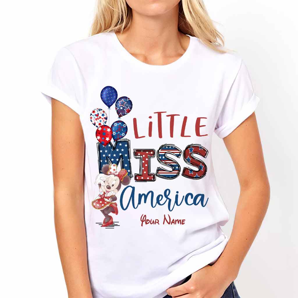 Personalized Independence Day Little Miss T-Shirt and Hoodie Custom Name Gift