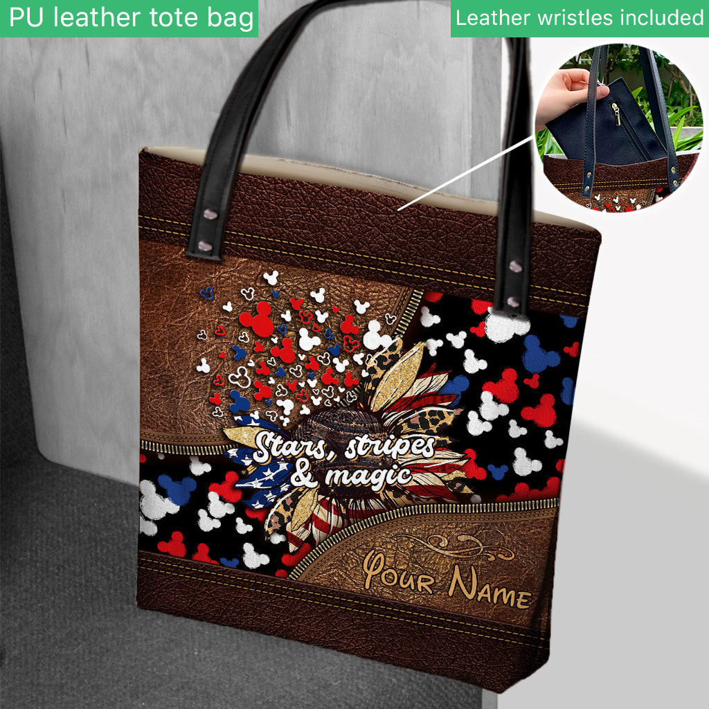 Personalized Independence Day Tote Bag with American Flag Design