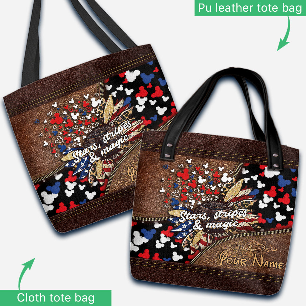 Personalized Independence Day Tote Bag with American Flag Design