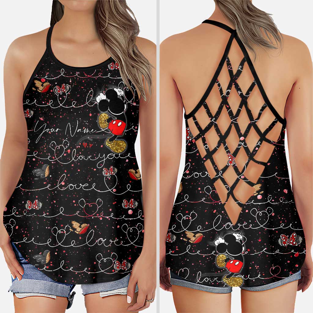Personalized Mickey Mouse Ears Cross Tank Top Custom Name Gift