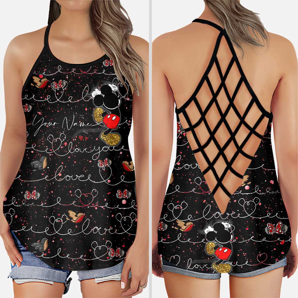 Personalized Mickey Mouse Ears Cross Tank Top Custom Name Gift