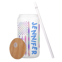 Load image into Gallery viewer, Personalized Stars and Stripes Can Glass with Straw - Custom Name Gift

