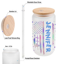 Load image into Gallery viewer, Personalized Stars and Stripes Can Glass with Straw - Custom Name Gift
