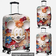 Load image into Gallery viewer, Personalized 3D Floral Mouse Luggage Cover Custom Name Gift
