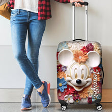 Load image into Gallery viewer, Personalized 3D Floral Mouse Luggage Cover Custom Name Gift
