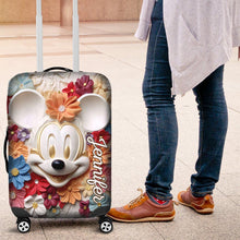 Load image into Gallery viewer, Personalized 3D Floral Mouse Luggage Cover Custom Name Gift
