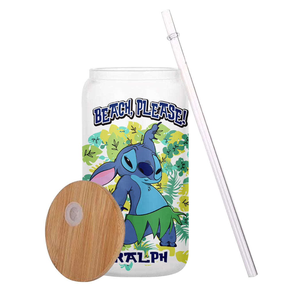 Personalized Ohana Can Glass with Straw Custom Name Gift