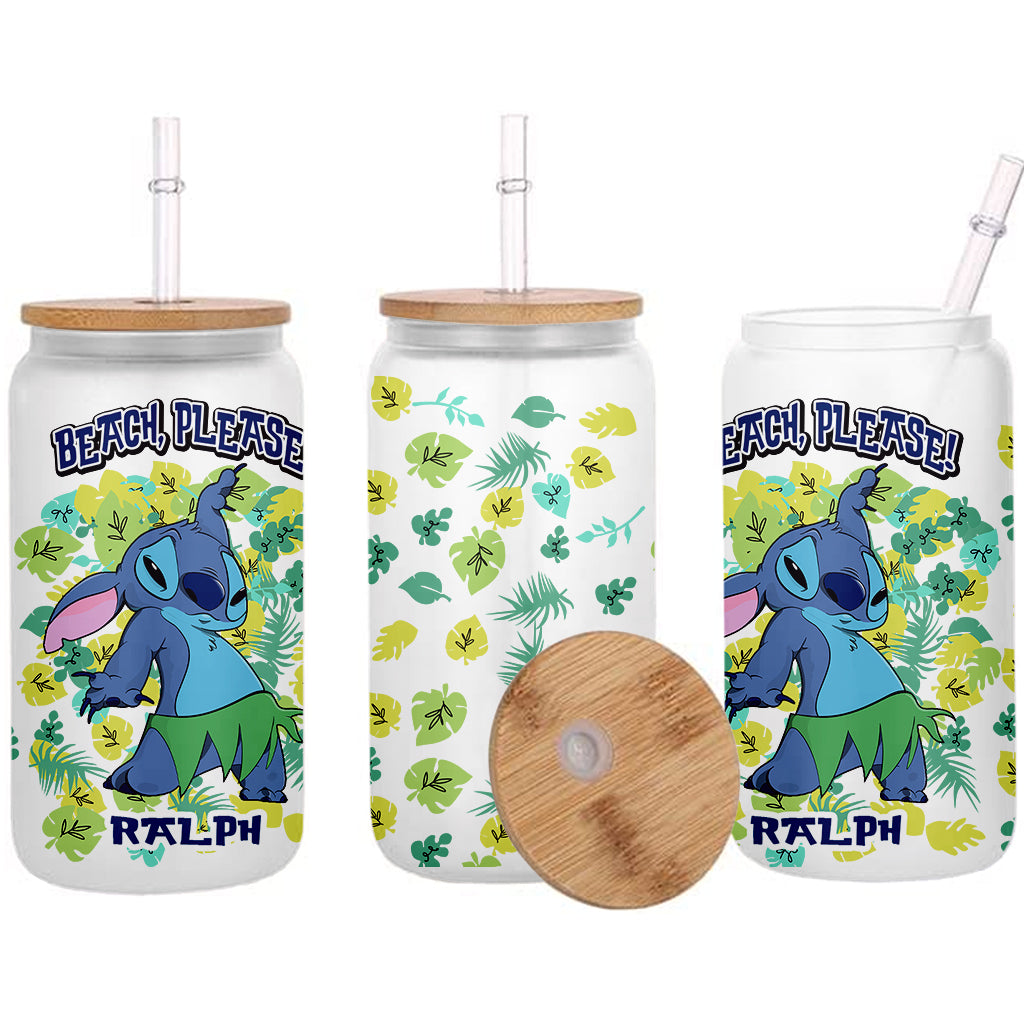 Personalized Ohana Can Glass with Straw Custom Name Gift
