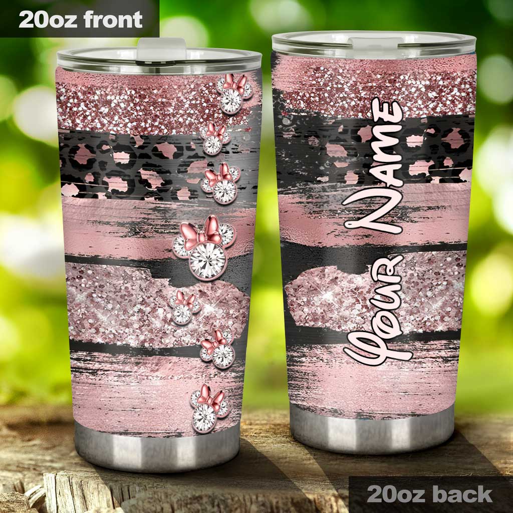 Personalized Pink Glitter Tumbler Custom Name Gift for Her