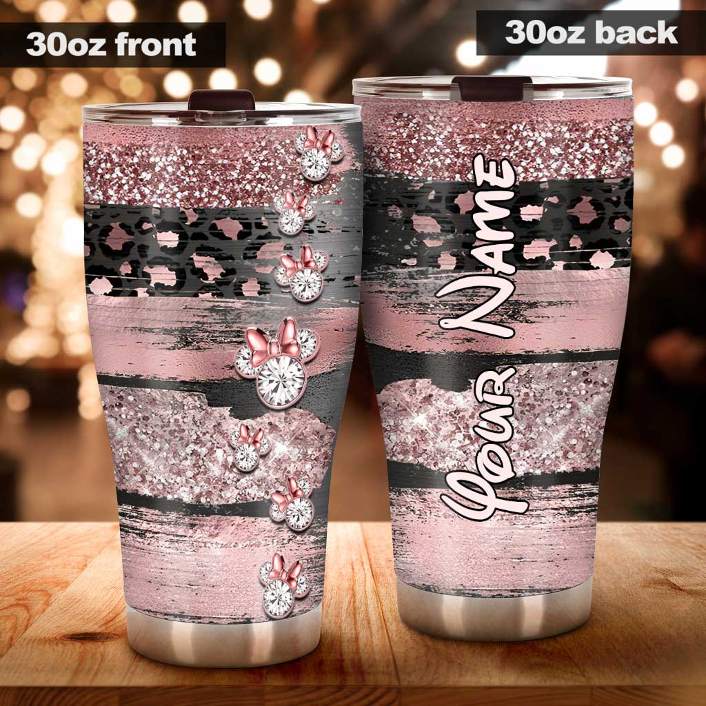 Personalized Pink Glitter Tumbler Custom Name Gift for Her