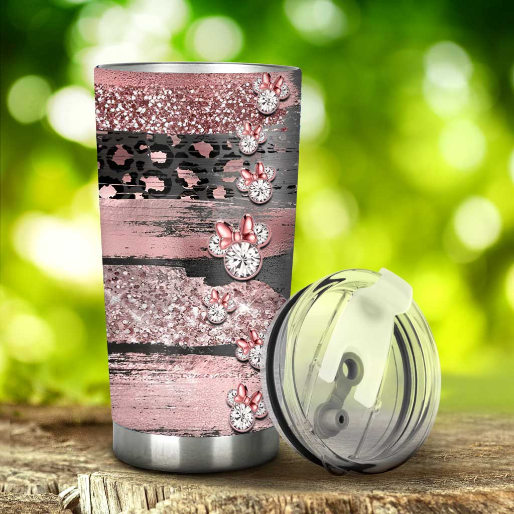 Personalized Pink Glitter Tumbler Custom Name Gift for Her
