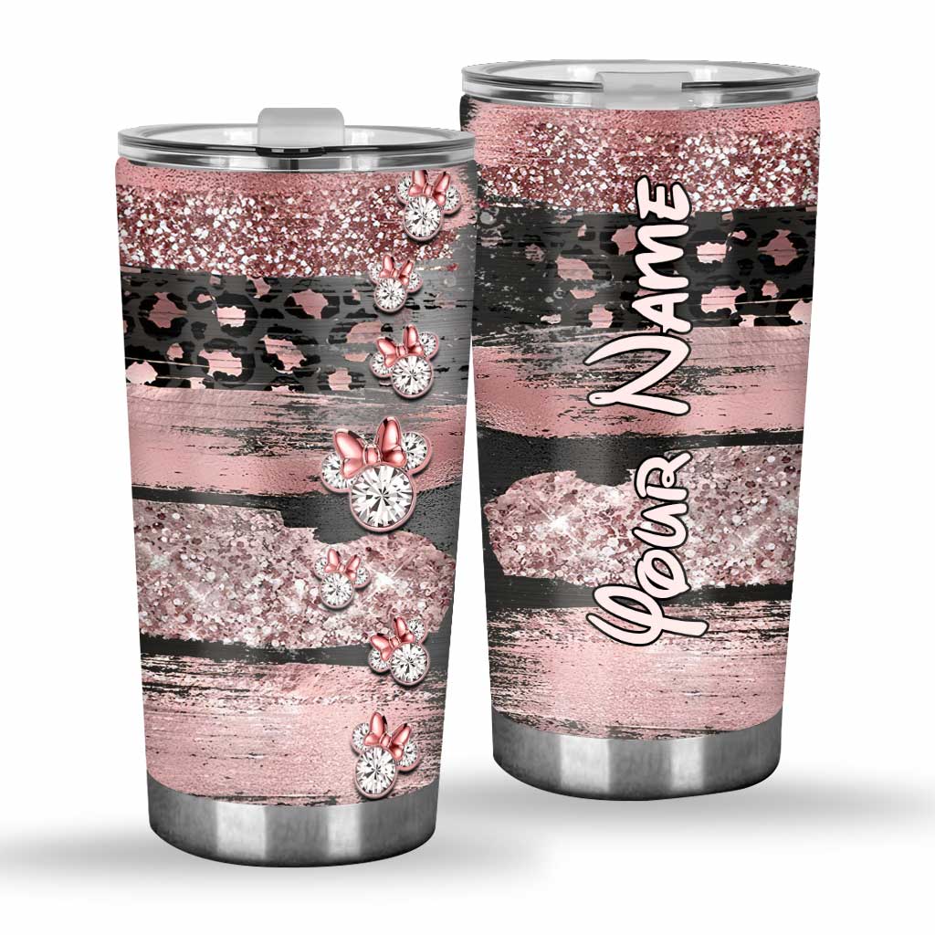 Personalized Pink Glitter Tumbler Custom Name Gift for Her