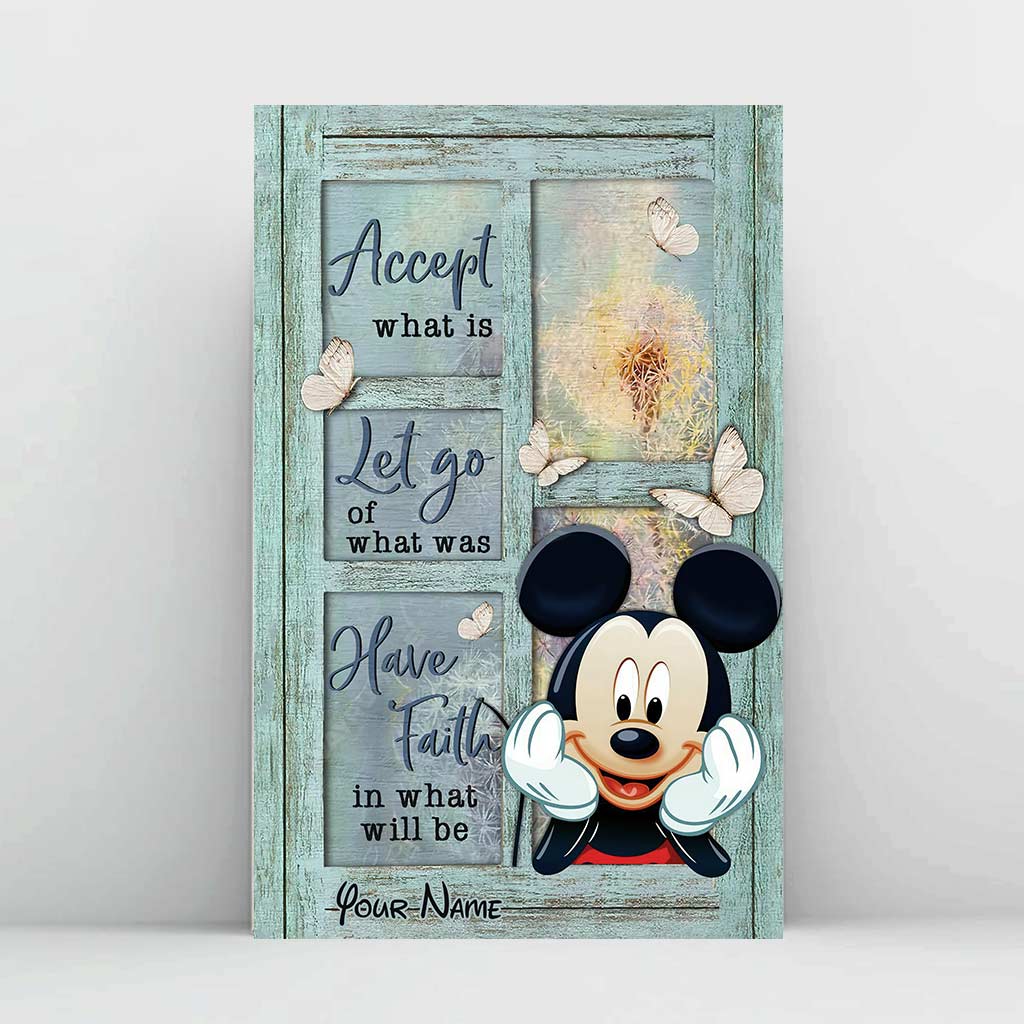 Personalized Canvas Wall Art with Mickey Mouse Custom Name Gift