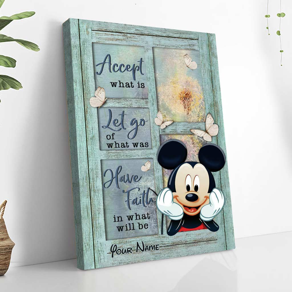 Personalized Canvas Wall Art with Mickey Mouse Custom Name Gift